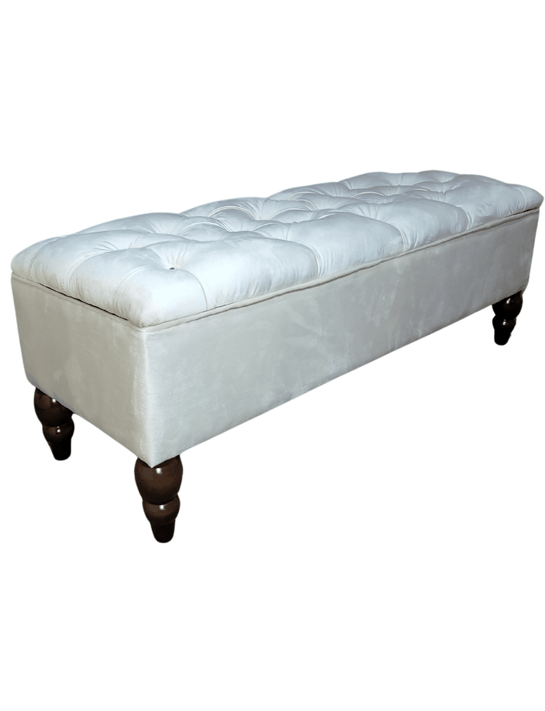 Banqueta Baul Capitoné Reina Crudo Felpa Botón Diamante 120x40x42x20 Rimar-1