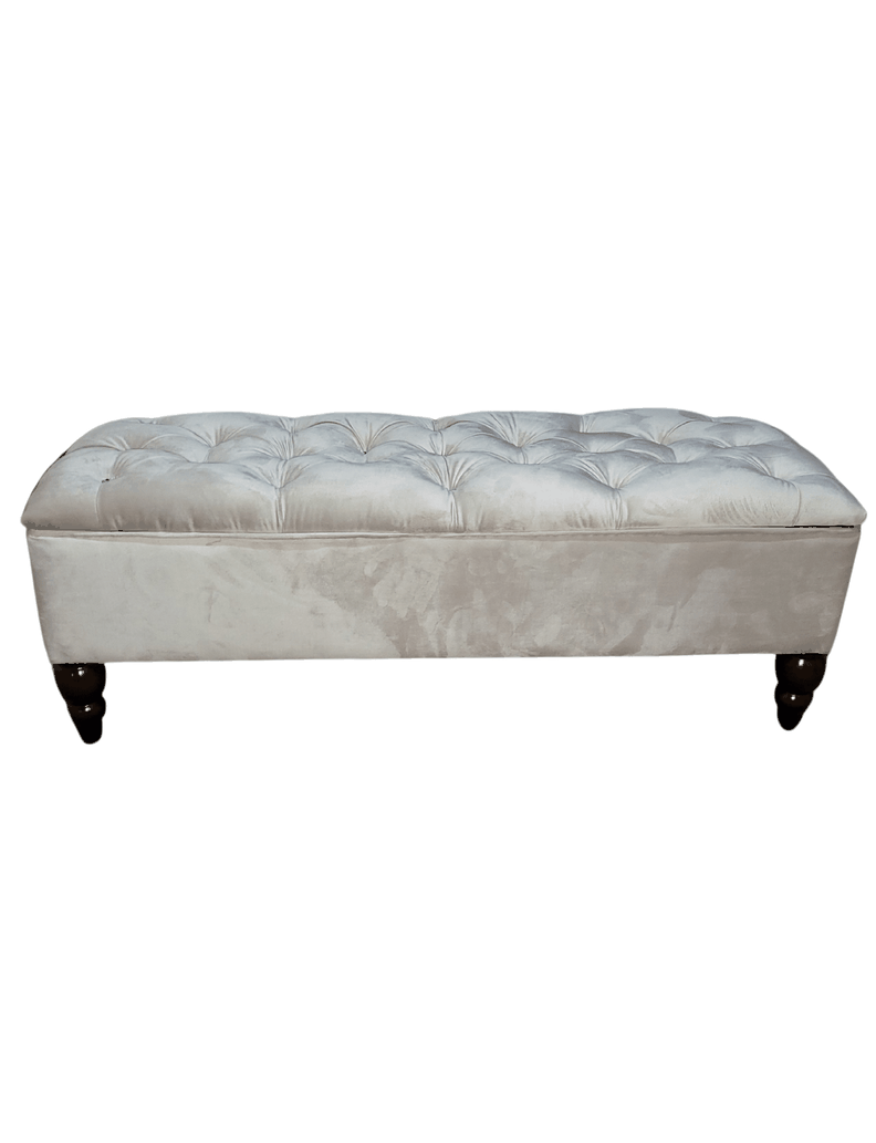 Banqueta Baul Capitoné Reina Crudo Felpa Botón Diamante 120x40x42x20 Rimar-2