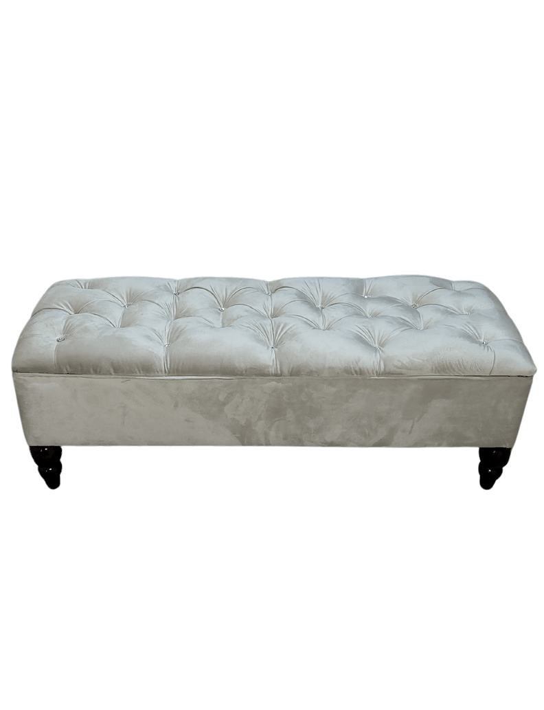 Banqueta Baul Capitoné Reina Crudo Felpa Botón Diamante 120x40x42x20 Rimar-4