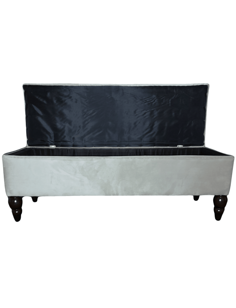 Banqueta Baul Capitoné Reina Crudo Felpa Botón Diamante 120x40x42x20 Rimar-6
