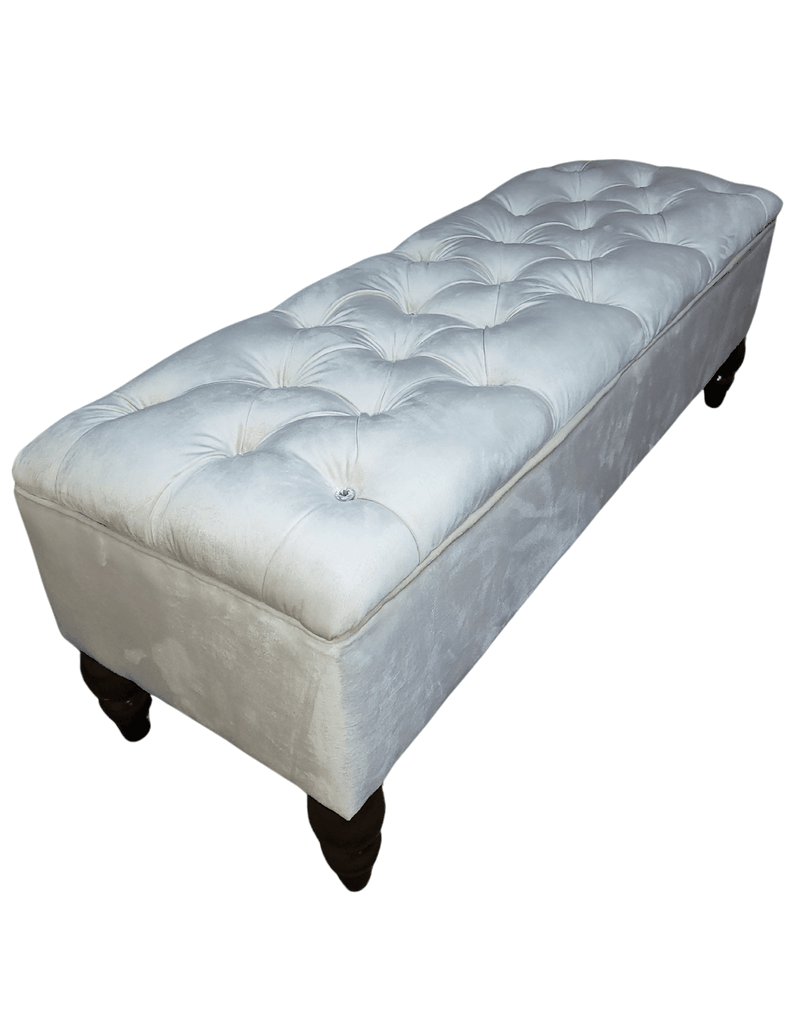 Banqueta Baul Capitoné Reina Crudo Felpa Botón Diamante 120x40x42x20 Rimar-7