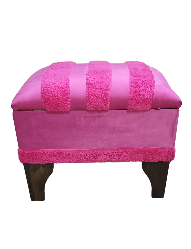 Banqueta Baúl Pelu Fucsia 60x40x45x20 Muebles Rimar-0