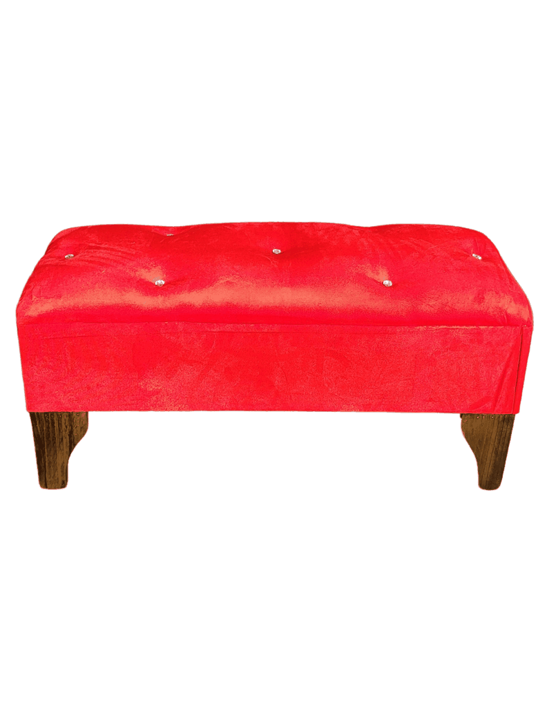 Banqueta Botón Diamante Rojo Felpa 100x40x40 Rimar-2