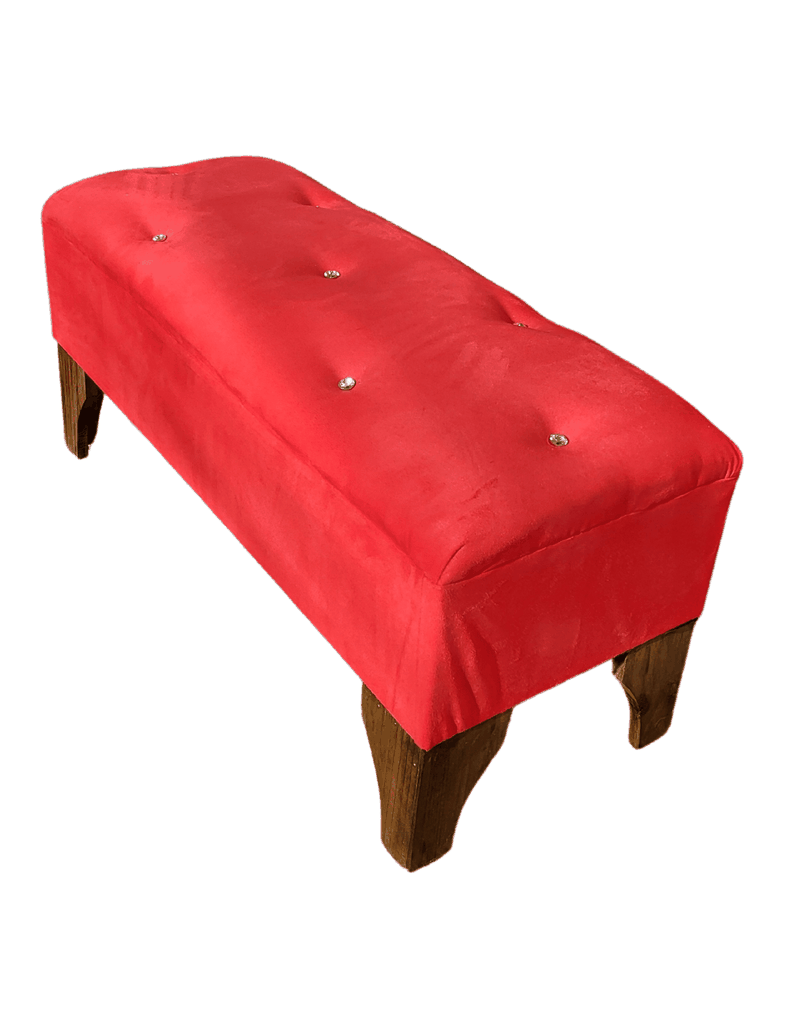 Banqueta Botón Diamante Rojo Felpa 100x40x40 Rimar-3