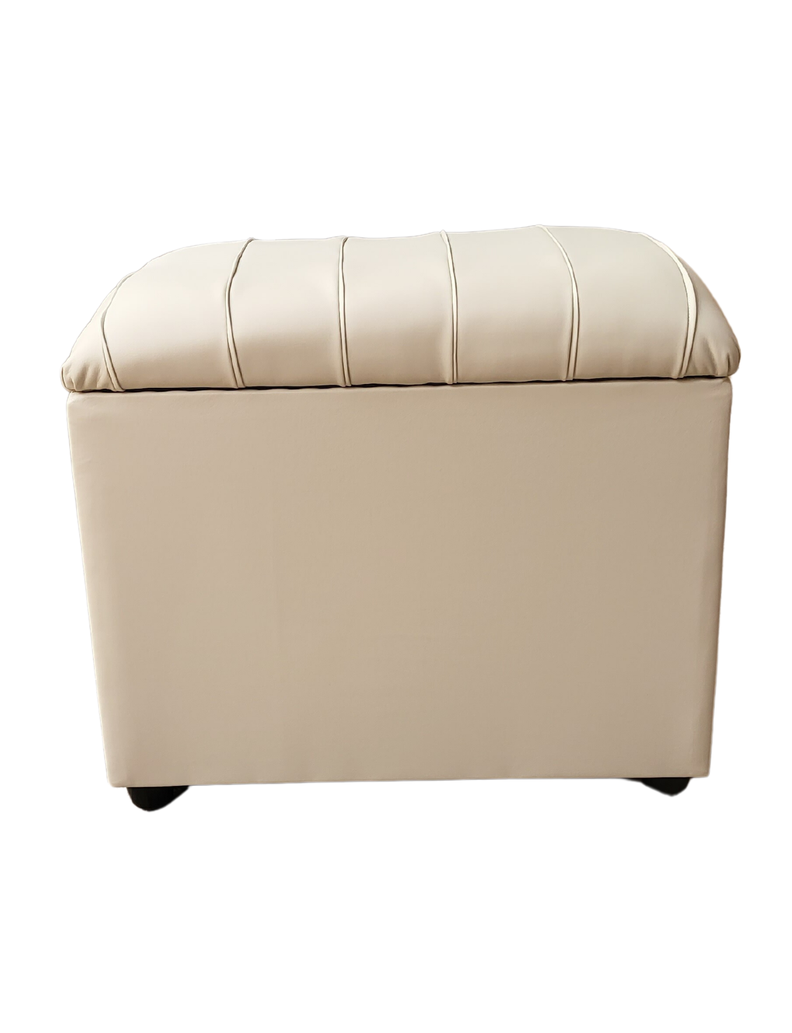 Baúl Tubular Beige Eco Cuero Muebles Rimar-0