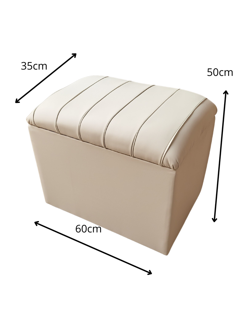 Baúl Tubular Beige Eco Cuero Muebles Rimar-2