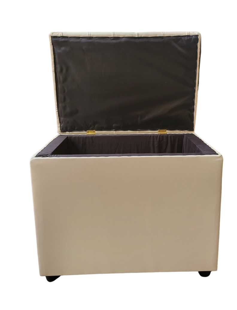 Baúl Tubular Beige Eco Cuero Muebles Rimar-4