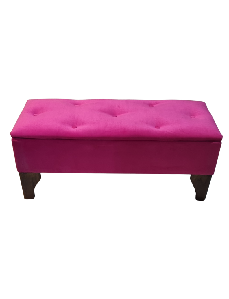 Banqueta Baúl Fucsia Felpa Muebles Rimar-0