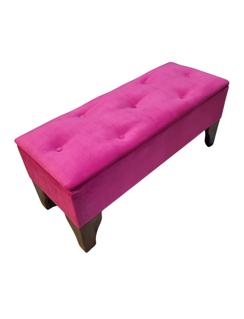 Banqueta Baúl Fucsia Felpa Muebles Rimar-1
