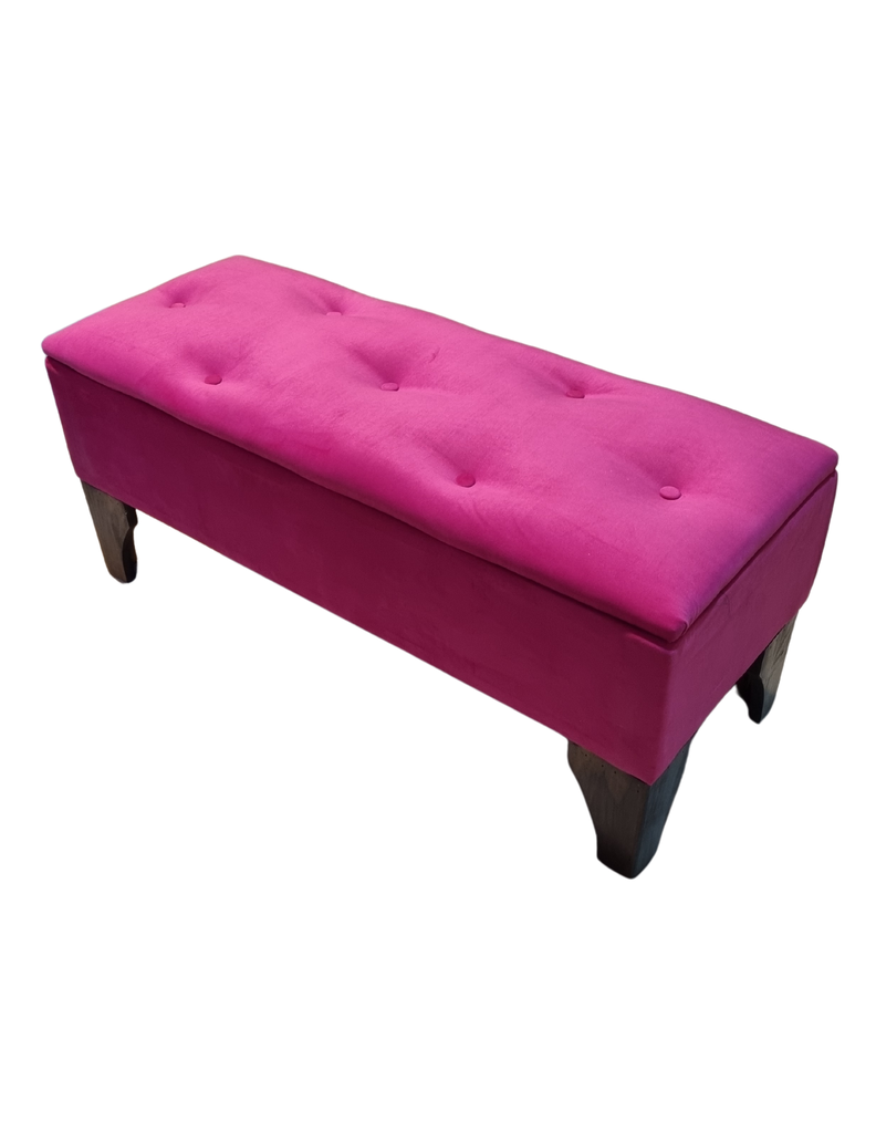 Banqueta Baúl Fucsia Felpa Muebles Rimar-2