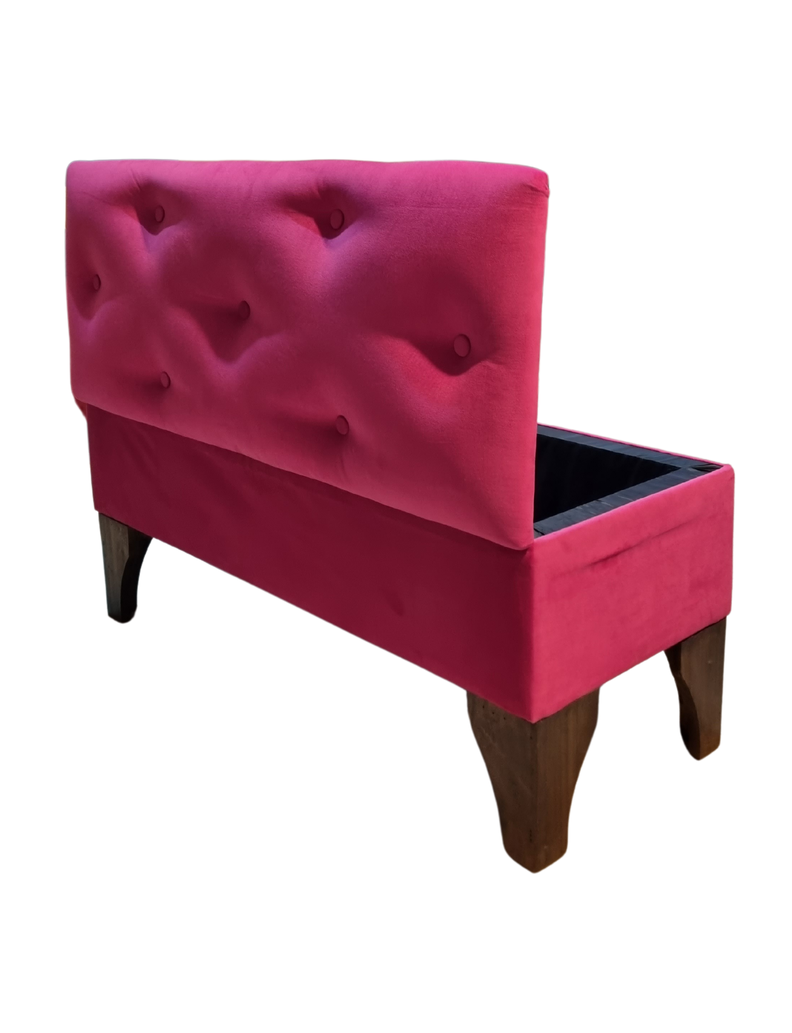 Banqueta Baúl Fucsia Felpa Muebles Rimar-3