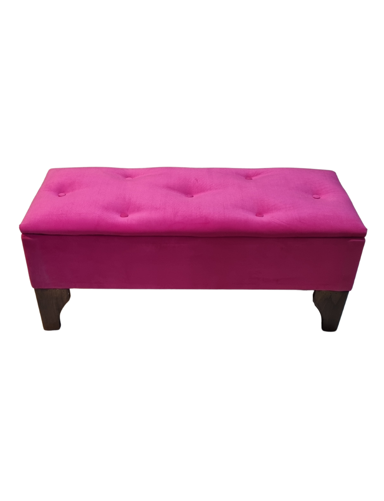 Banqueta Baúl Fucsia Felpa Muebles Rimar-4