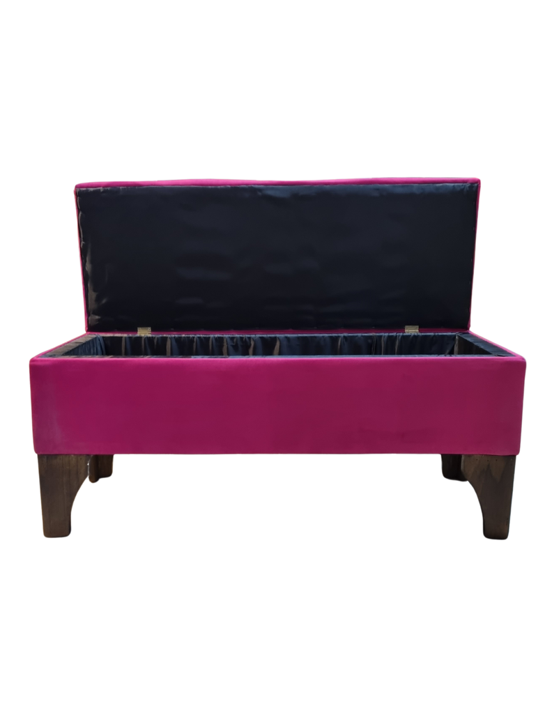 Banqueta Baúl Fucsia Felpa Muebles Rimar-5
