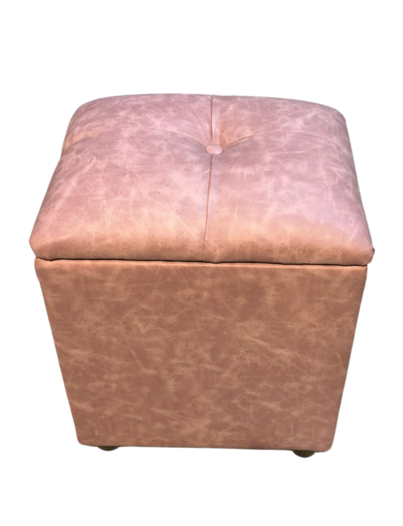 Pouf Baul Palo Rosa Eco Cuero Botone 40x33x50 Rimar-0