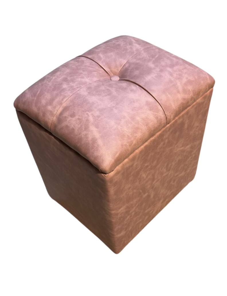 Pouf Baul Palo Rosa Eco Cuero Botone 40x33x50 Rimar-1