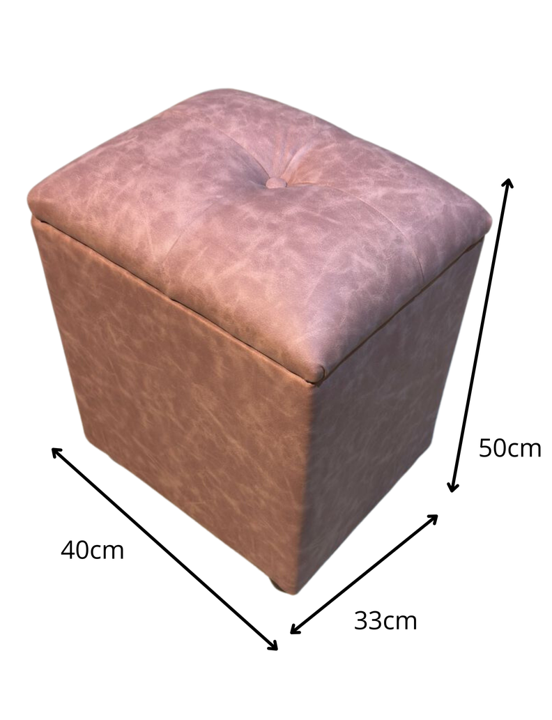 Pouf Baul Palo Rosa Eco Cuero Botone 40x33x50 Rimar-2