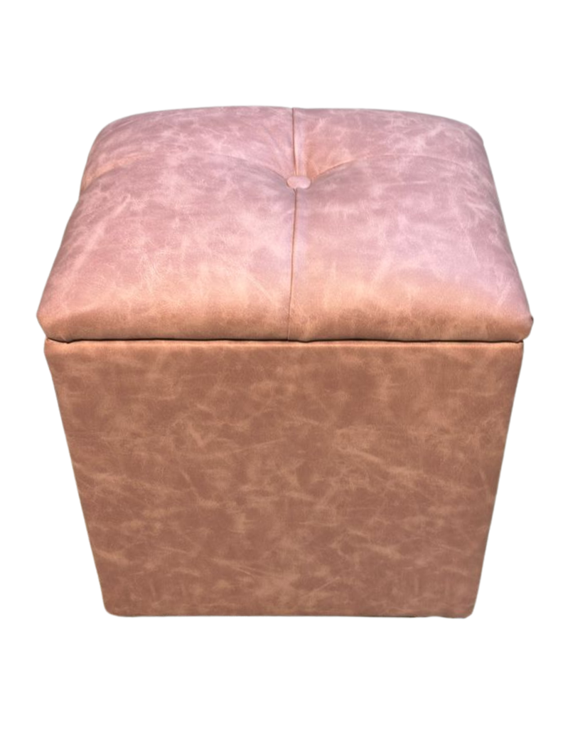 Pouf Baul Palo Rosa Eco Cuero Botone 40x33x50 Rimar-3