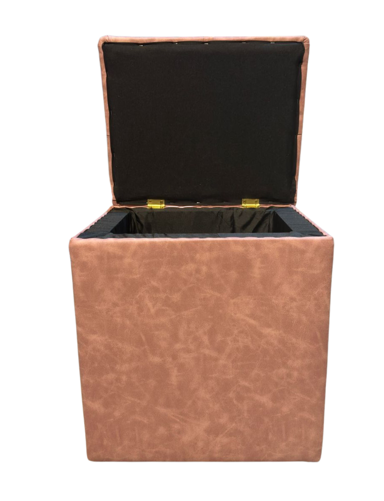 Pouf Baul Palo Rosa Eco Cuero Botone 40x33x50 Rimar-4