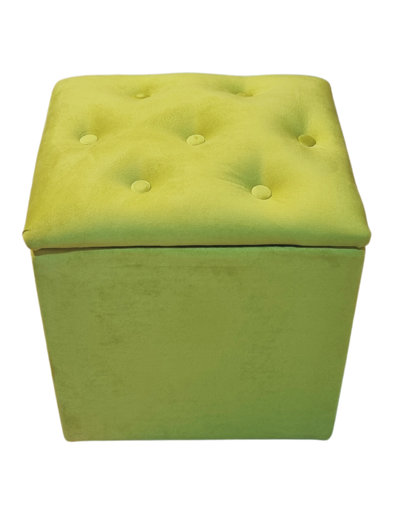 Pouf Baul Verde Pistacho Felpa Botone 40x33x50 Rimar-0