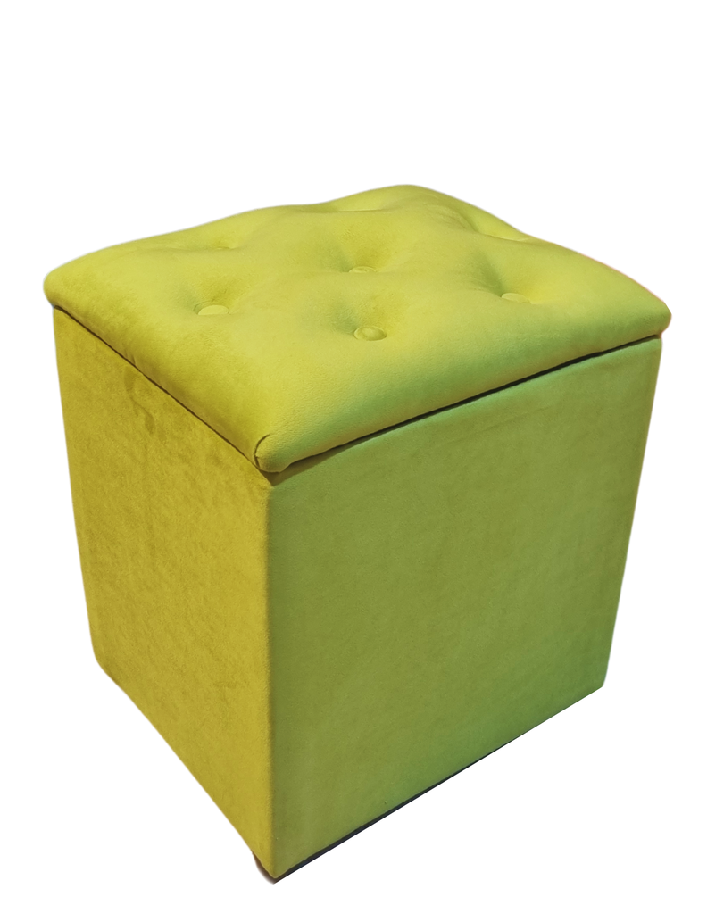 Pouf Baul Verde Pistacho Felpa Botone 40x33x50 Rimar-1