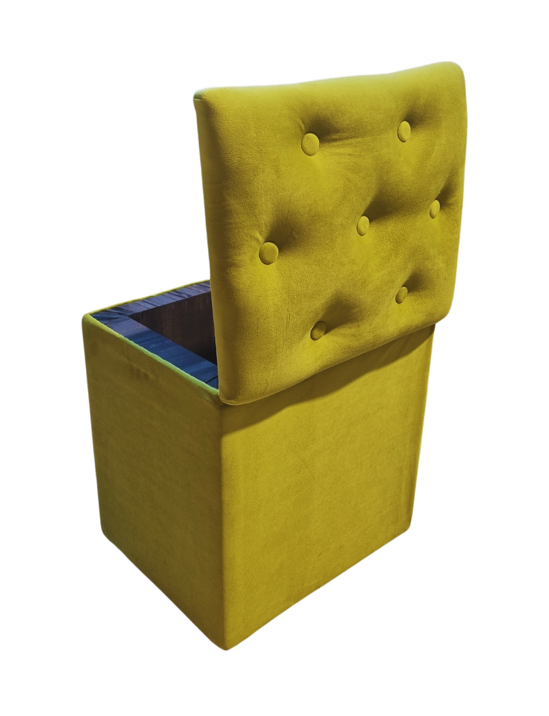 Pouf Baul Verde Pistacho Felpa Botone 40x33x50 Rimar-4