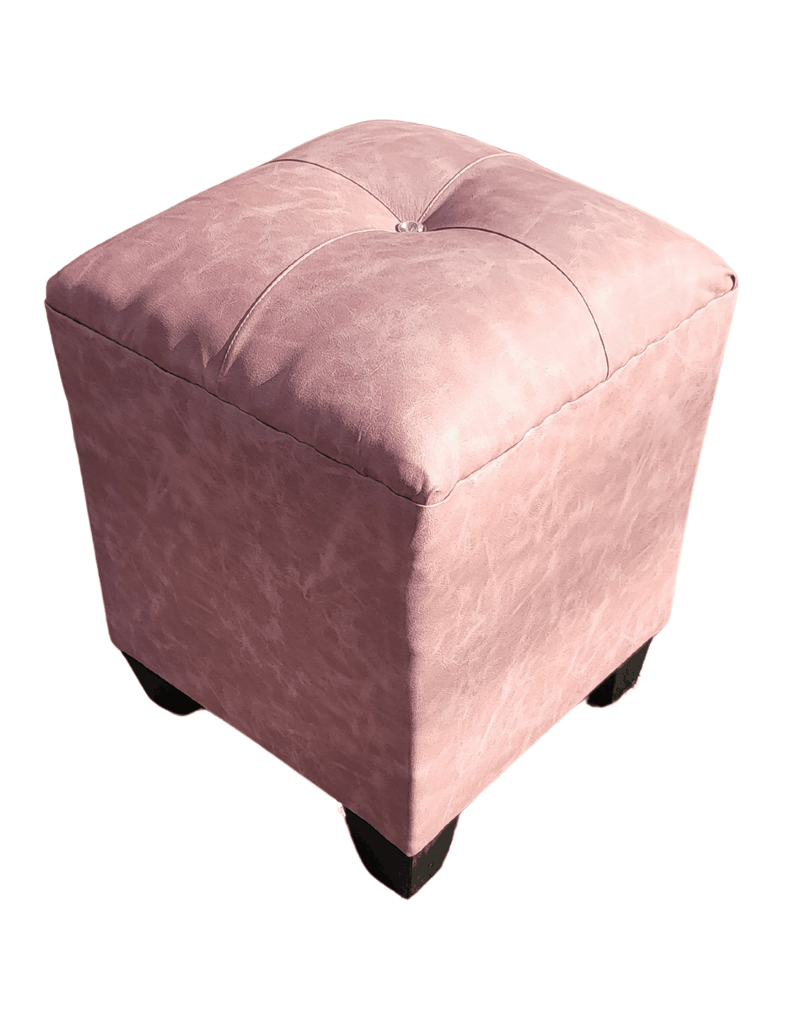 Pouf palo rosa eco cuero Botón Diamante 35x35x42 Rimar-0