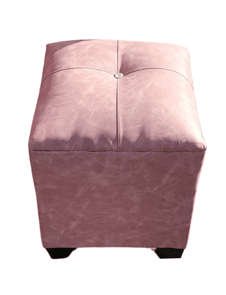 Pouf palo rosa eco cuero Botón Diamante 35x35x42 Rimar-1