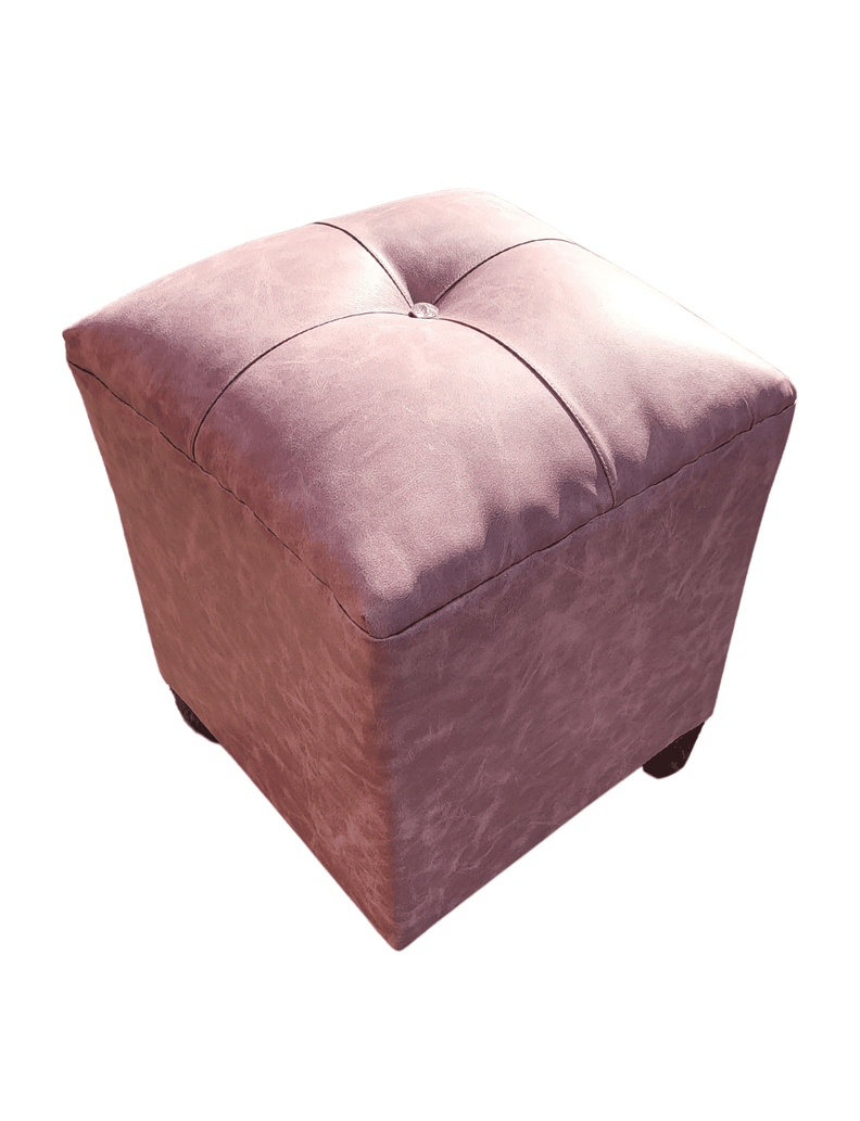 Pouf palo rosa eco cuero Botón Diamante 35x35x42 Rimar-2