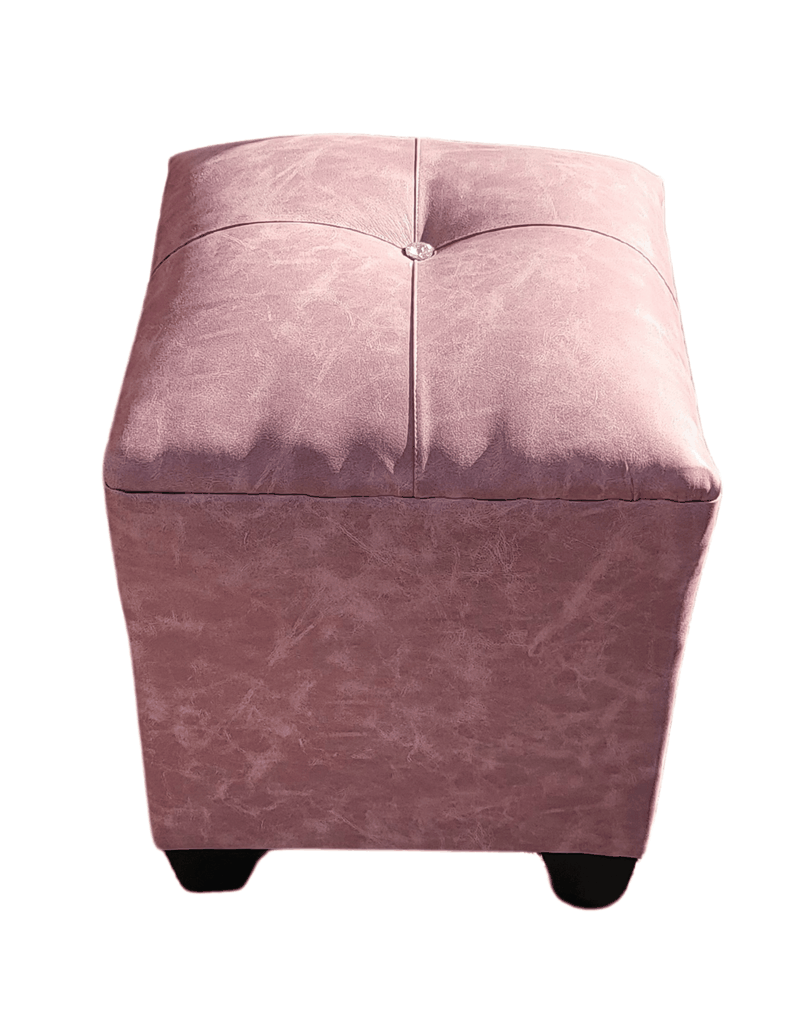 Pouf palo rosa eco cuero Botón Diamante 35x35x42 Rimar-3
