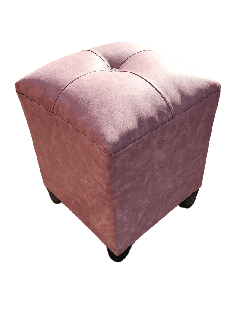 Pouf palo rosa eco cuero Botón Diamante 35x35x42 Rimar-4