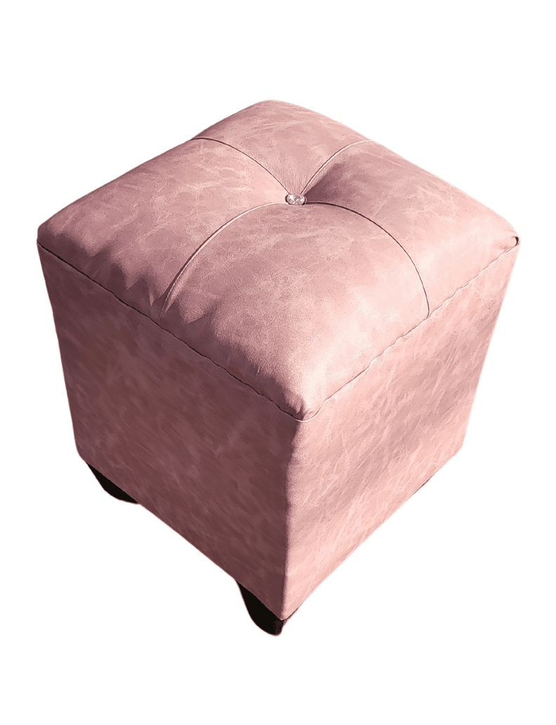 Pouf palo rosa eco cuero Botón Diamante 35x35x42 Rimar-5