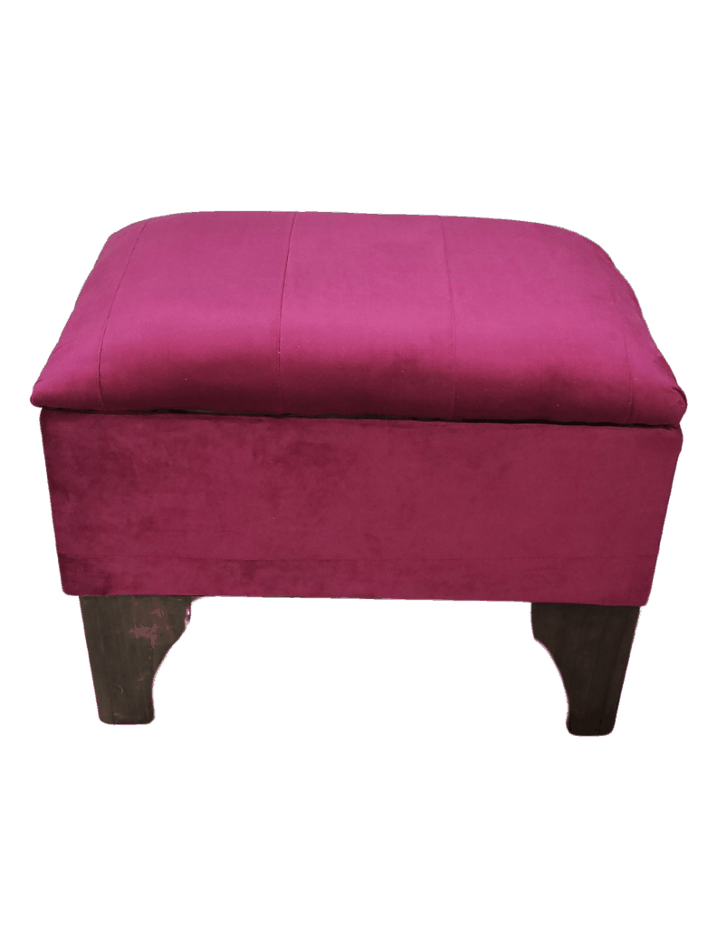 Banqueta Baul Burdeo Felpa 60x40x45x20 Rimar-0