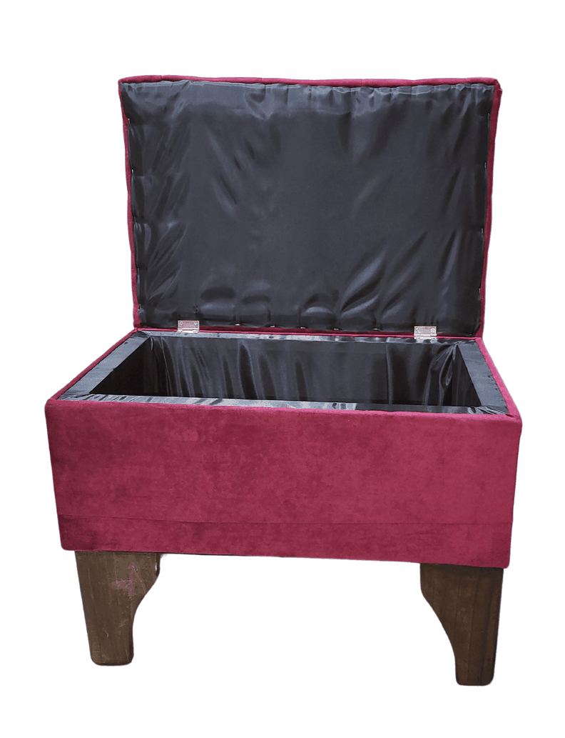 Banqueta Baul Burdeo Felpa 60x40x45x20 Rimar-4