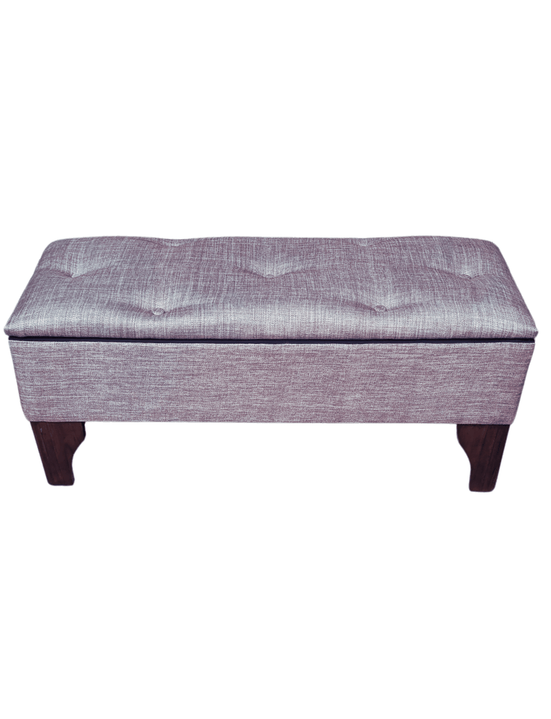 Banqueta Baúl Botone  Gris Claro Lino Muebles Rimar-0