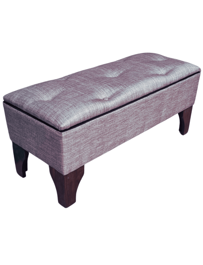 Banqueta Baúl Botone  Gris Claro Lino Muebles Rimar-1