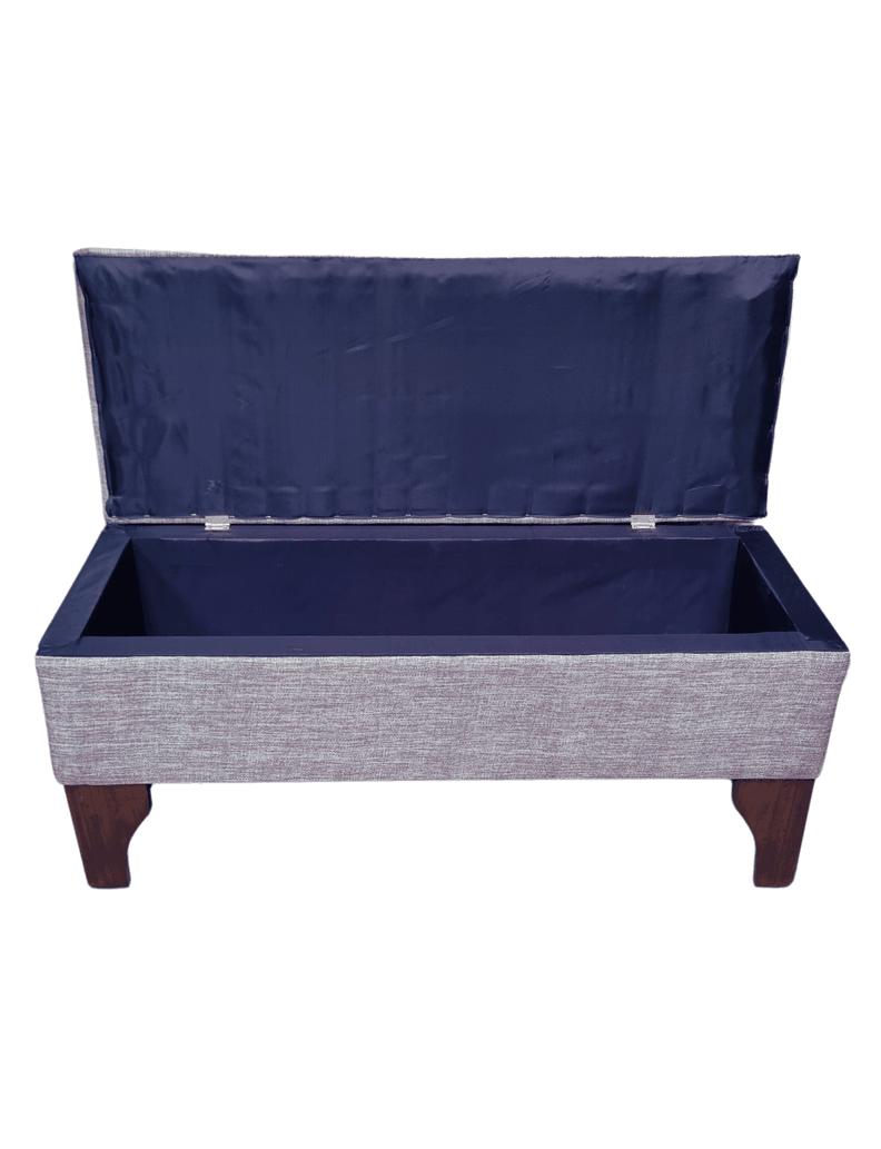 Banqueta Baúl Botone  Gris Claro Lino Muebles Rimar-4