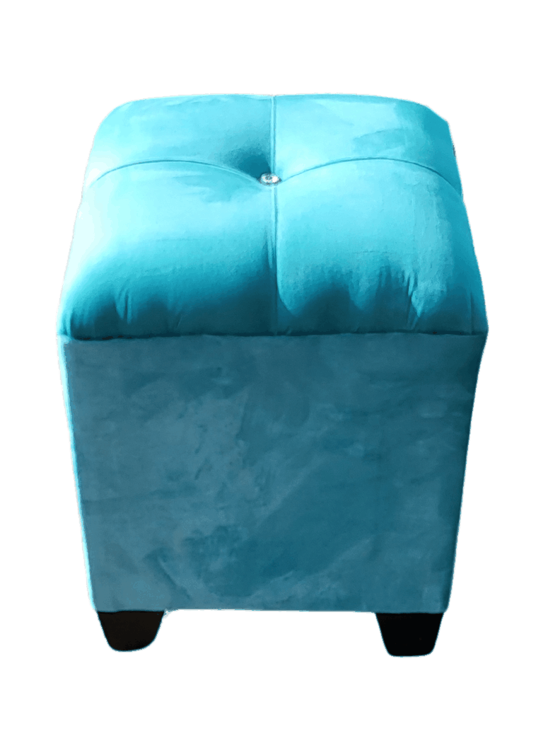 Pouf Turquesa Botón Diamante 35x35x42 Rimar-0