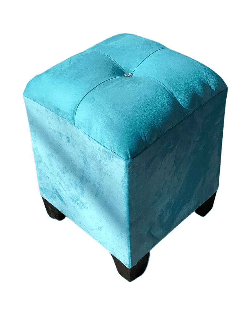 Pouf Turquesa Botón Diamante 35x35x42 Rimar-1
