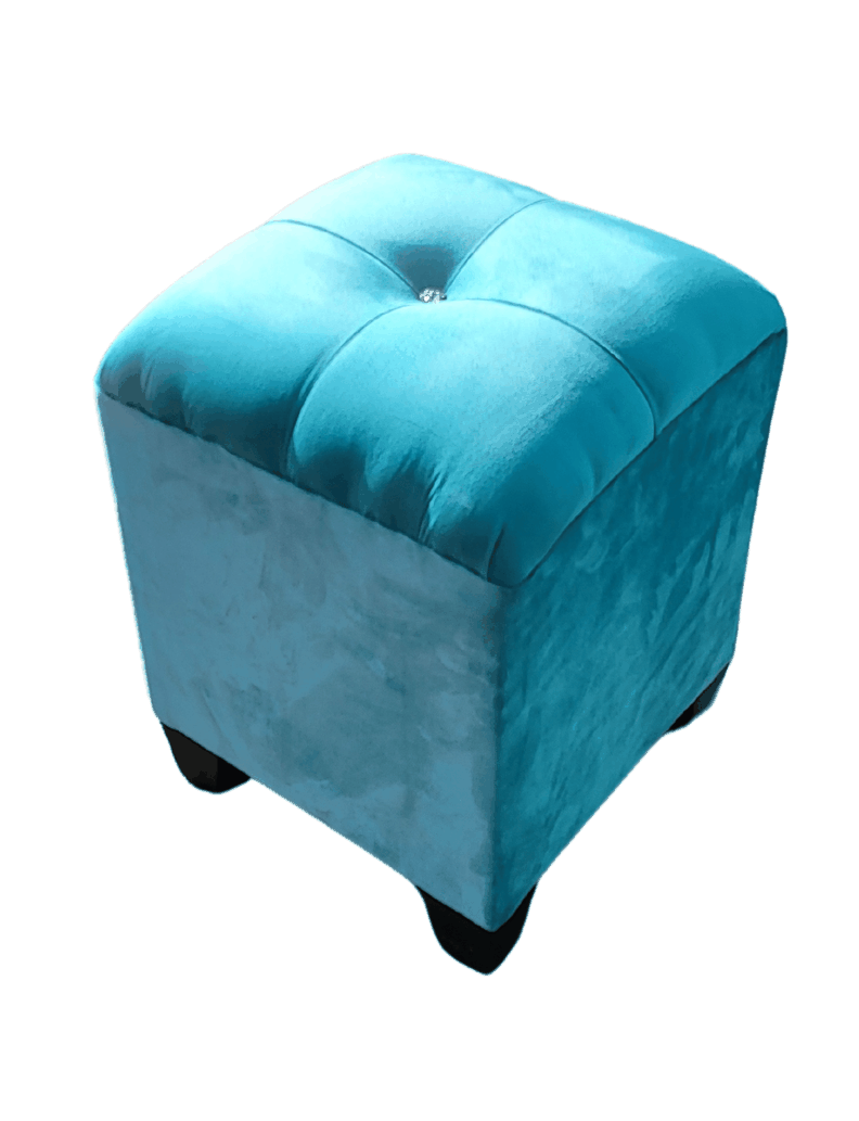 Pouf Turquesa Botón Diamante 35x35x42 Rimar-2