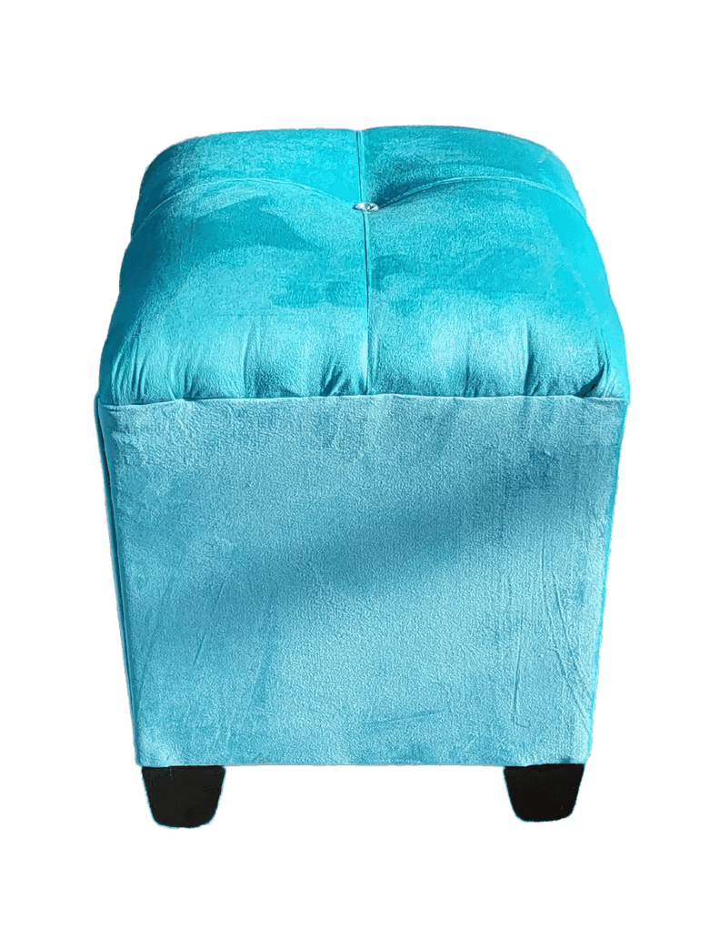 Pouf Turquesa Botón Diamante 35x35x42 Rimar-3