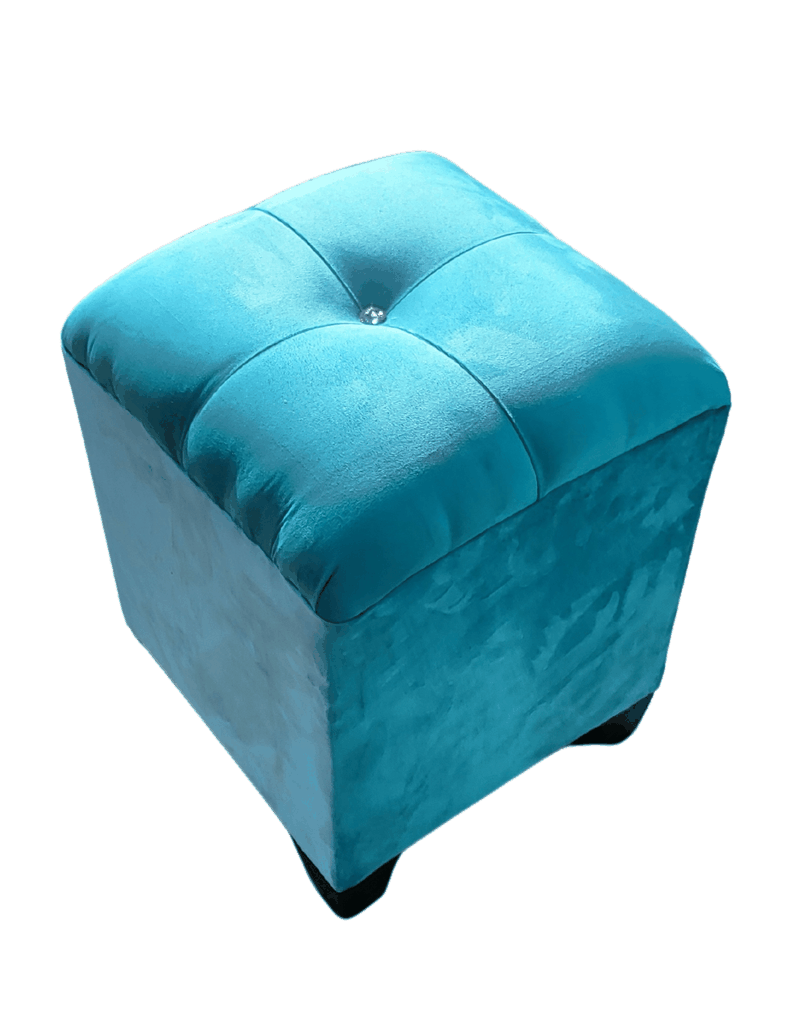 Pouf Turquesa Botón Diamante 35x35x42 Rimar-4