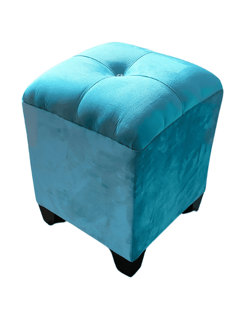 Pouf Turquesa Botón Diamante 35x35x42 Rimar-5