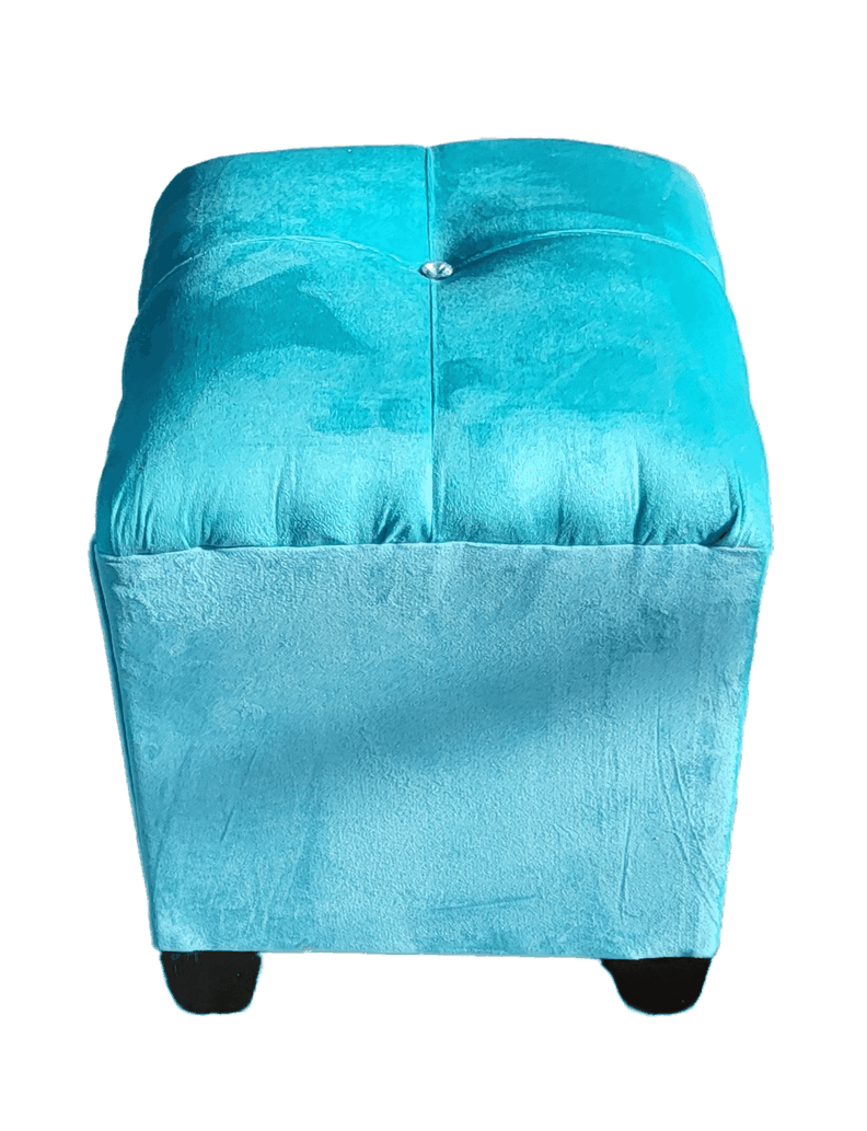 Pouf Turquesa Botón Diamante 35x35x42 Rimar-6