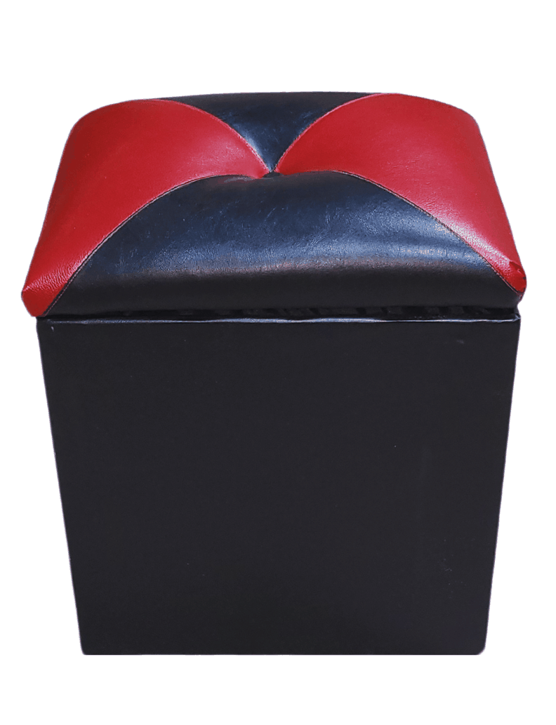Pouf Baul Bicolor Dama Rojo Eco Cuero 40x33x50 Rimar-0