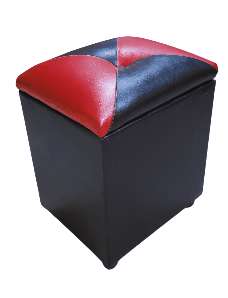 Pouf Baul Bicolor Dama Rojo Eco Cuero 40x33x50 Rimar-1