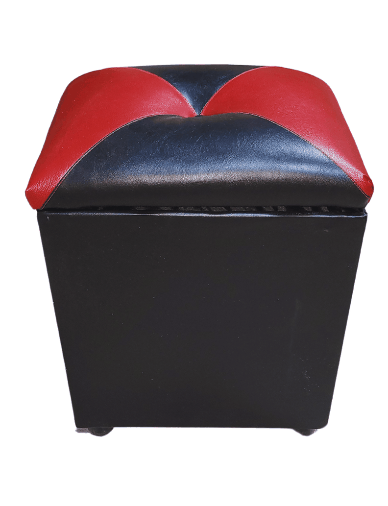 Pouf Baul Bicolor Dama Rojo Eco Cuero 40x33x50 Rimar-2