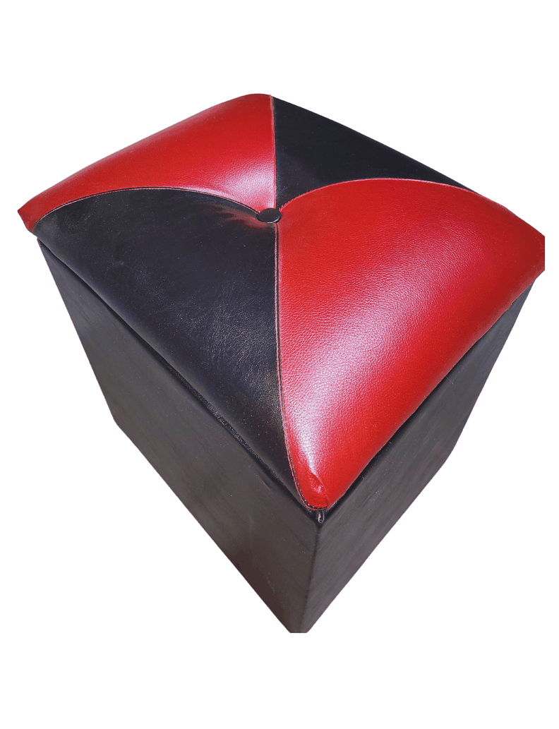Pouf Baul Bicolor Dama Rojo Eco Cuero 40x33x50 Rimar-4
