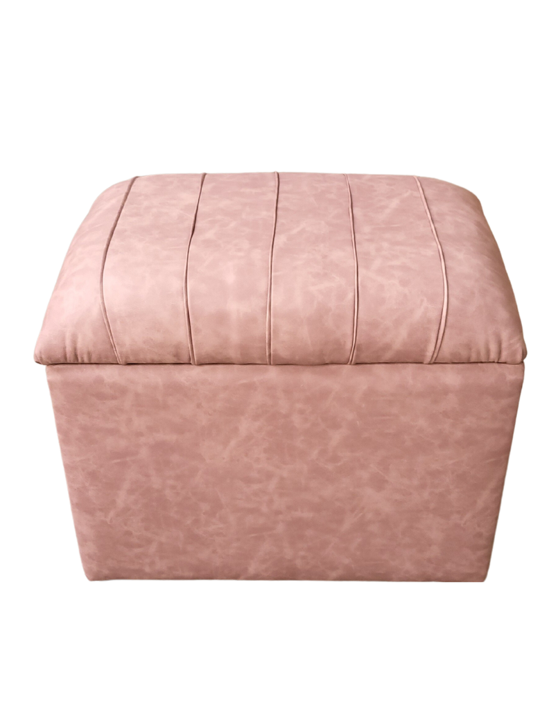 Banqueta Baul Tubular Palo Rosa Eco Cuero 60x35x50 Rimar-0