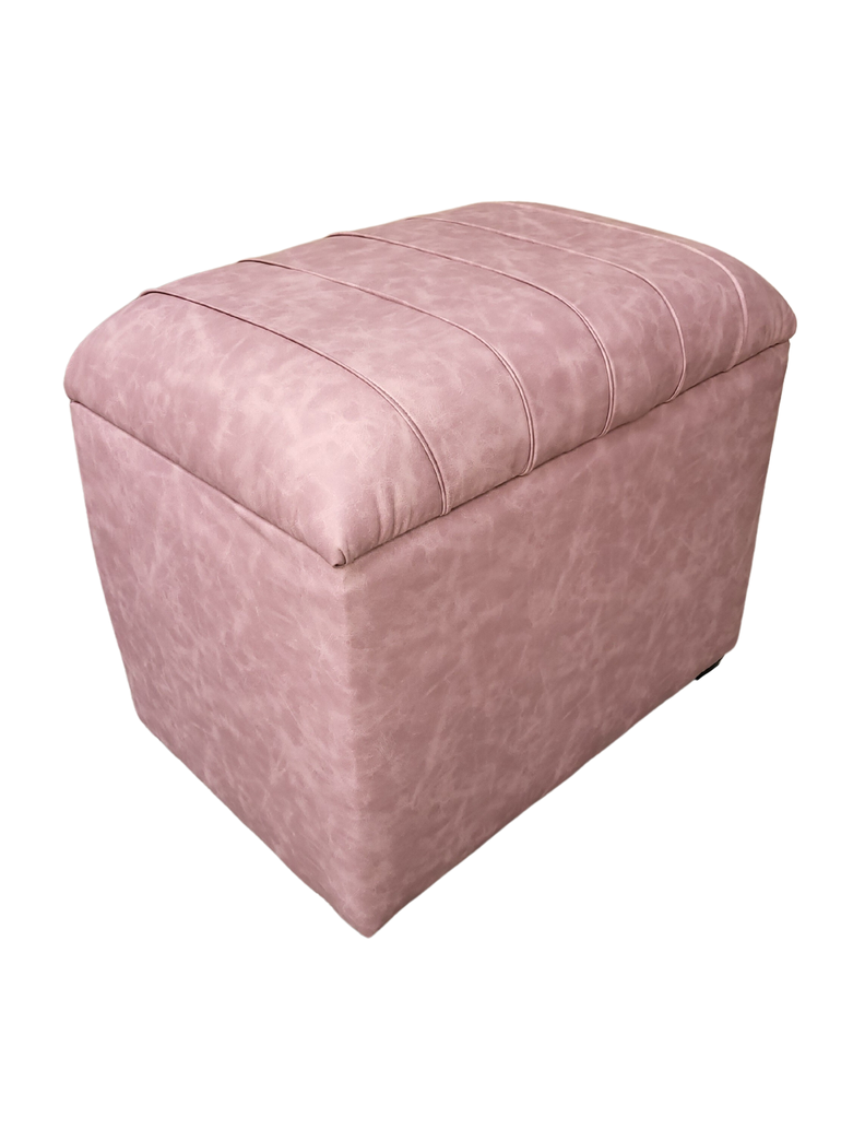 Banqueta Baul Tubular Palo Rosa Eco Cuero 60x35x50 Rimar-1