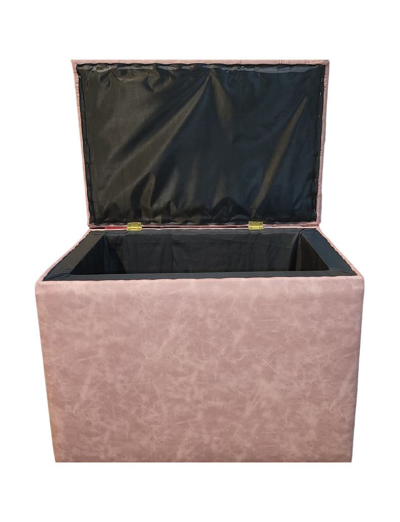 Banqueta Baul Tubular Palo Rosa Eco Cuero 60x35x50 Rimar-4